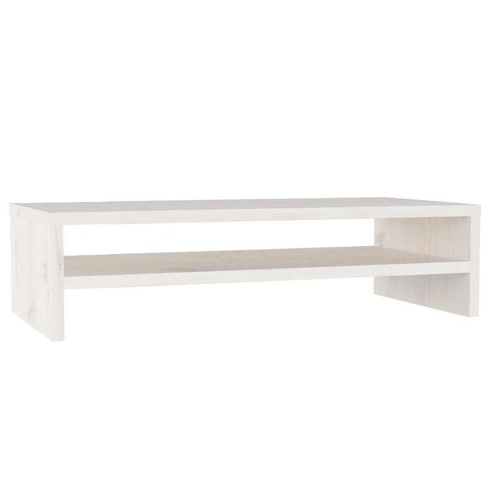 Support de moniteur Blanc 50x24x13 cm Bois de pin solide - Photo n°2