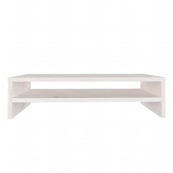 Support de moniteur Blanc 50x24x13 cm Bois de pin solide - Photo n°5