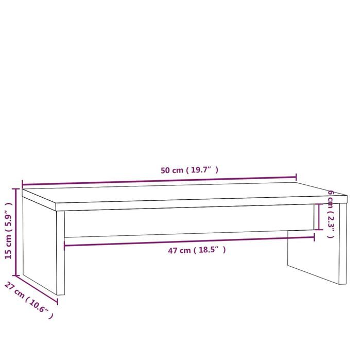 Support de moniteur Blanc 50x27x15 cm Bois de pin solide - Photo n°8