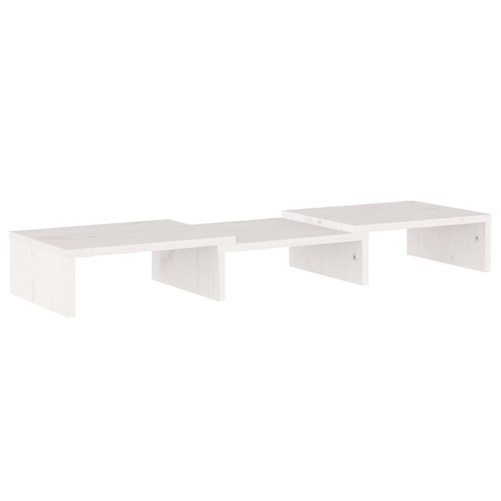 Support de moniteur Blanc 60x24x10,5 cm Bois de pin solide - Photo n°4