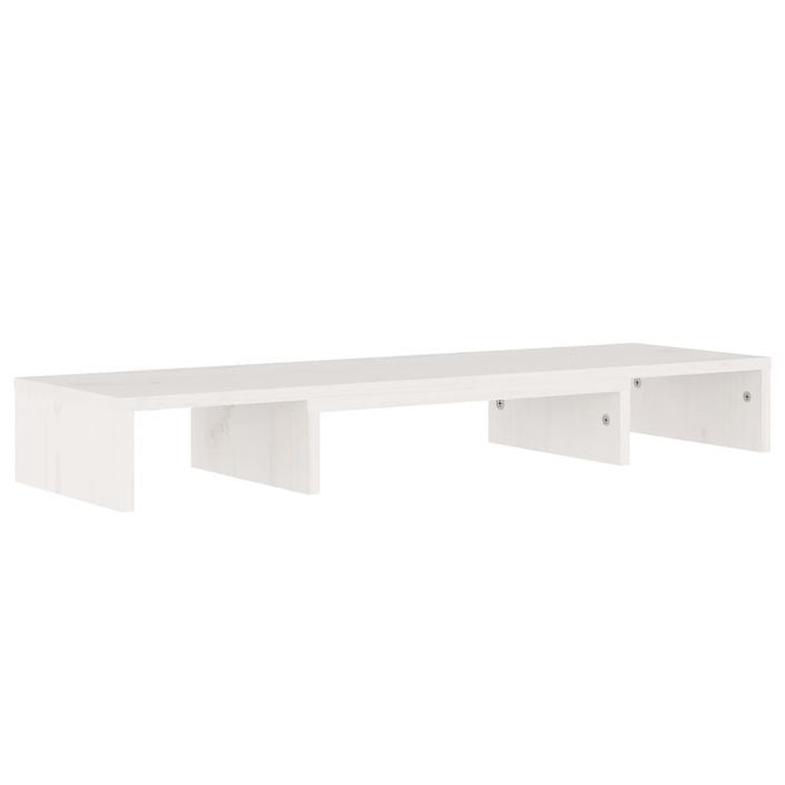 Support de moniteur Blanc 80x24x10,5 cm Bois de pin solide - Photo n°3