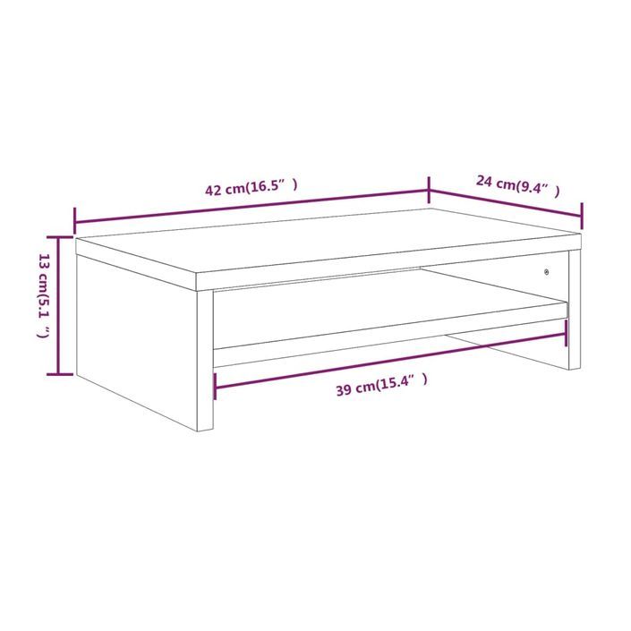 Support de moniteur Chêne marron 42x24x13 cm Bois d'ingénierie - Photo n°6