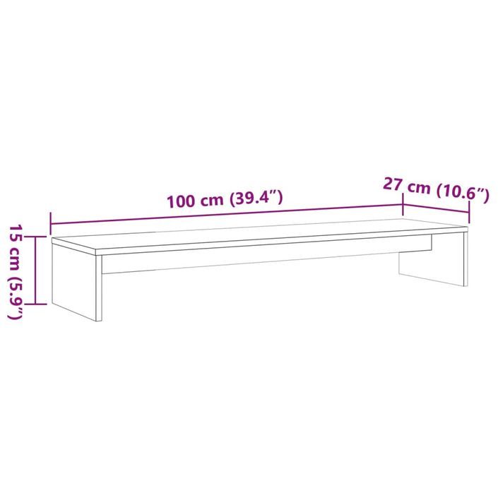 Support de moniteur marron miel 100x27x15 cm bois de pin solide - Photo n°8