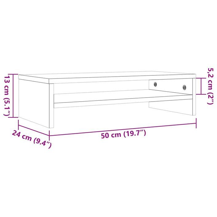 Support de moniteur marron miel 50x24x13 cm bois de pin solide - Photo n°9