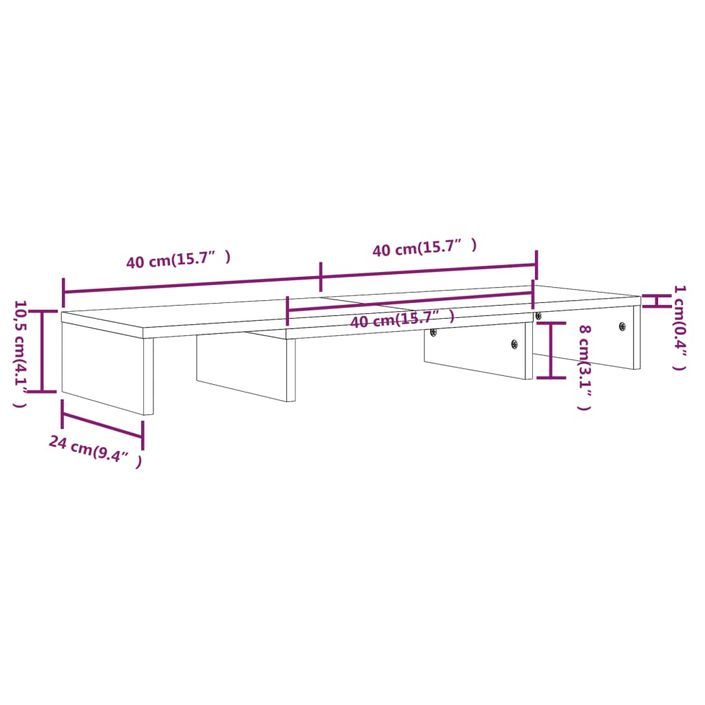 Support de moniteur Marron miel 80x24x10,5 cm Pin solide - Photo n°10