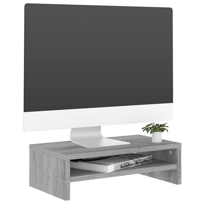 Support de moniteur Sonoma gris 42x24x13 cm Bois d'ingénierie - Photo n°3