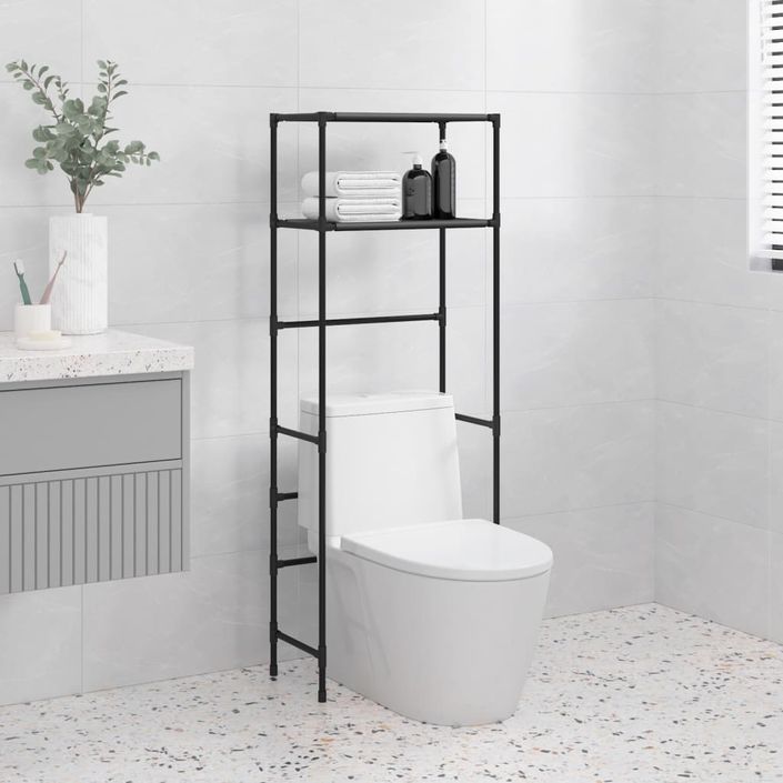 Support de rangement 2 niveaux sur toilette Noir 53,5x28x143 cm - Photo n°1