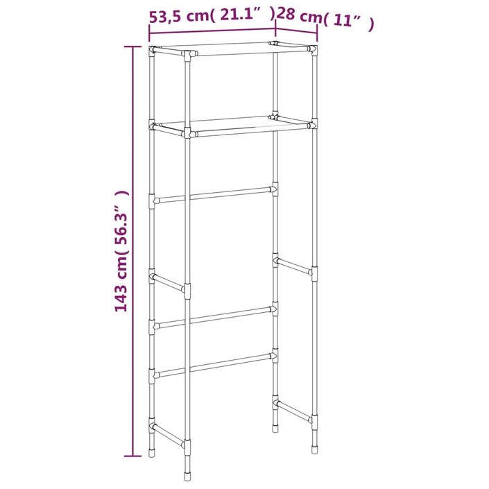 Support de rangement 2 niveaux sur toilette Noir 53,5x28x143 cm - Photo n°8