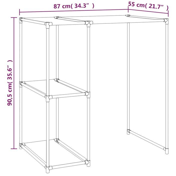 Support de rangement sur la machine à laver Noir 87x55x90,5 cm - Photo n°7