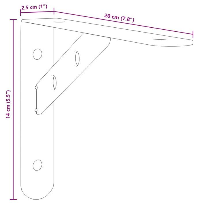 Supports d'étagères 4 pcs 20x2,5x14 cm argenté acier inoxydable - Photo n°10