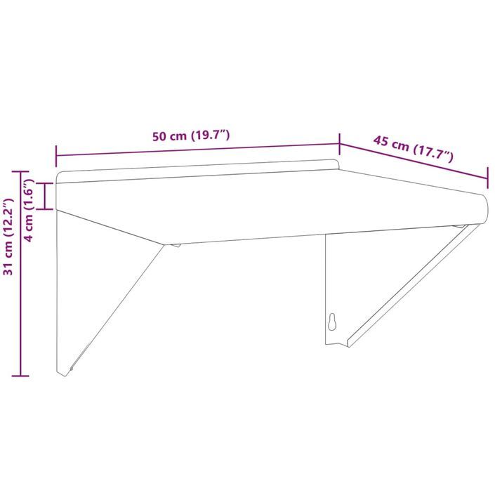 Supports d'étagères 4 pcs 23,5x2,5x15,5cm noir acier inoxydable - Photo n°10