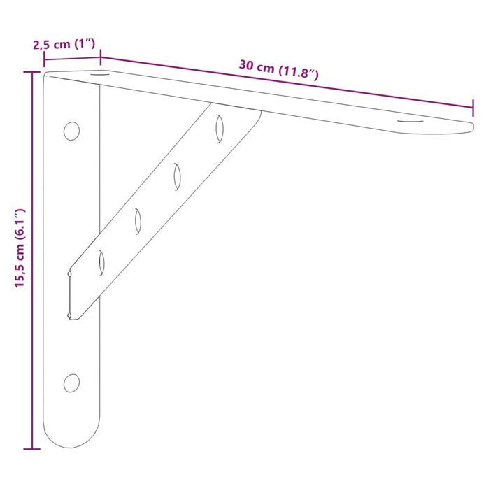 Supports d'étagères 4pcs 30x2,5x15,5cm argenté acier inoxydable - Photo n°10