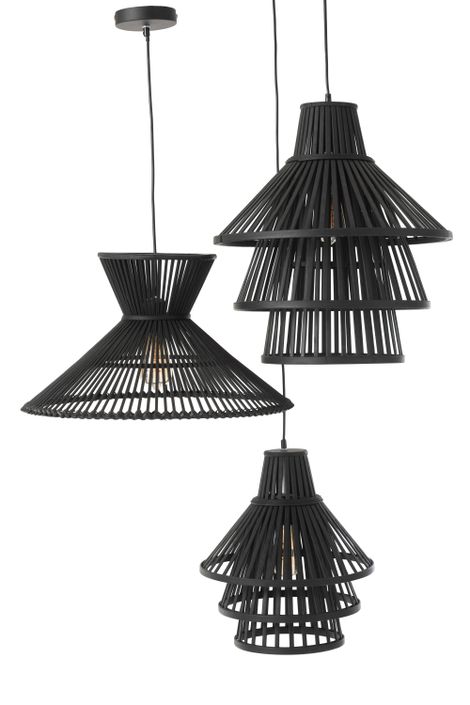 Suspension lampe exotique en bambou noir Niga - Lot de 2 - Photo n°5