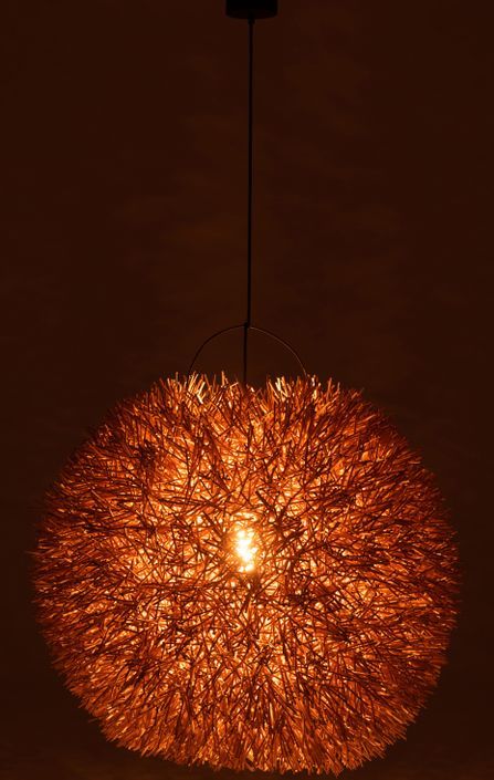 Suspension lampe ronde rotin naturel Katy H 70 cm - Photo n°3