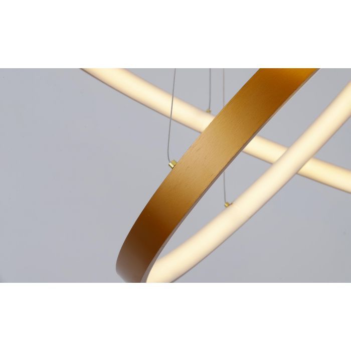 Suspension LED 2 anneaux métal brossé doré Cortex - Photo n°8