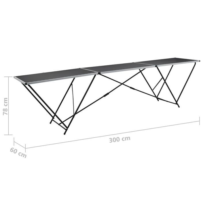 Table à coller pliable MDF et aluminium 300 x 60 x 78 cm - Photo n°11