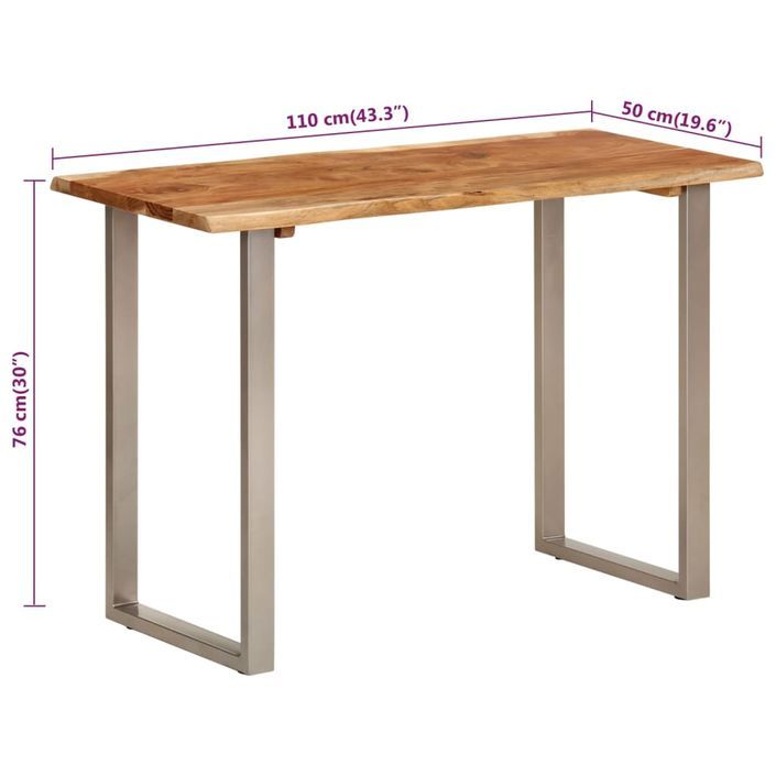 Table à dîner 110x50x76 cm Bois d'acacia solide - Photo n°8