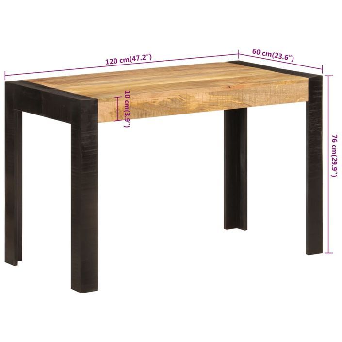 Table à dîner 120x60x76 cm bois de manguier massif - Photo n°9