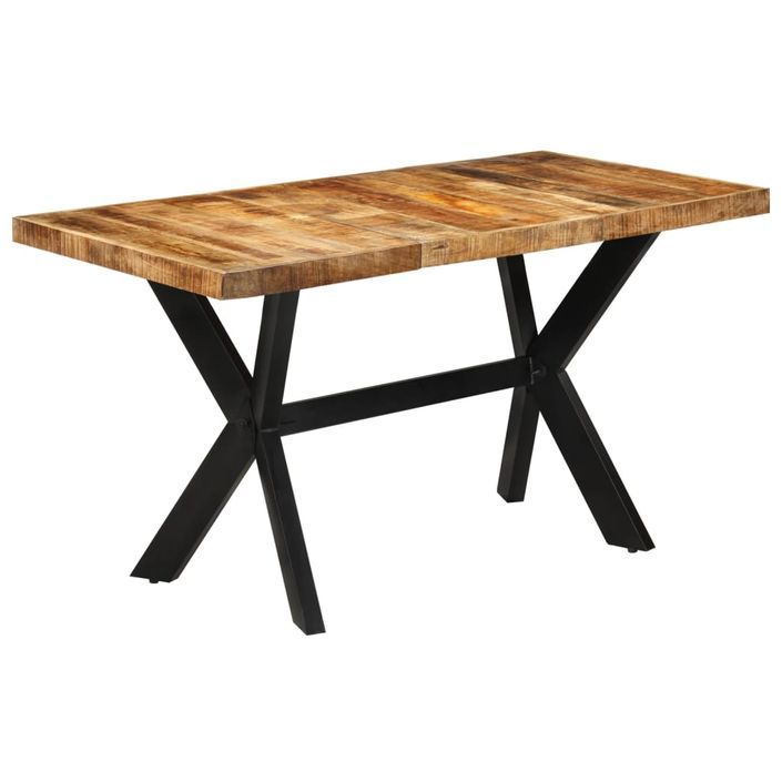 Table à dîner 140x70x75 cm bois de manguier massif brut - Photo n°8