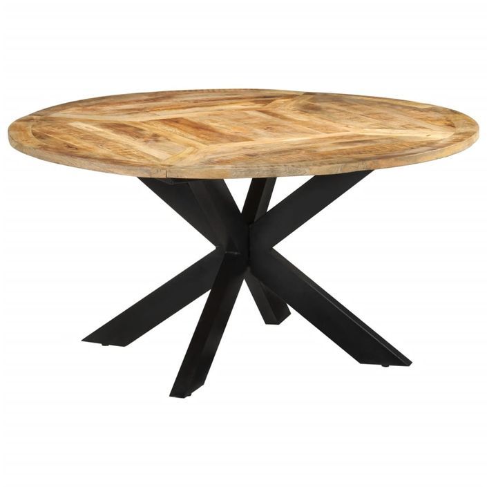 Table à dîner Ø150x76 cm bois de manguier massif brut - Photo n°1