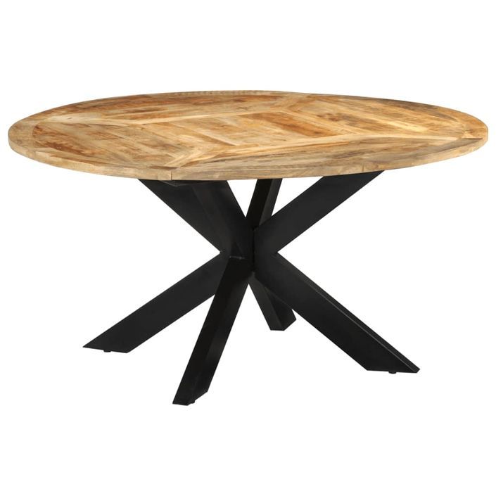 Table à dîner Ø150x76 cm bois de manguier massif brut - Photo n°9