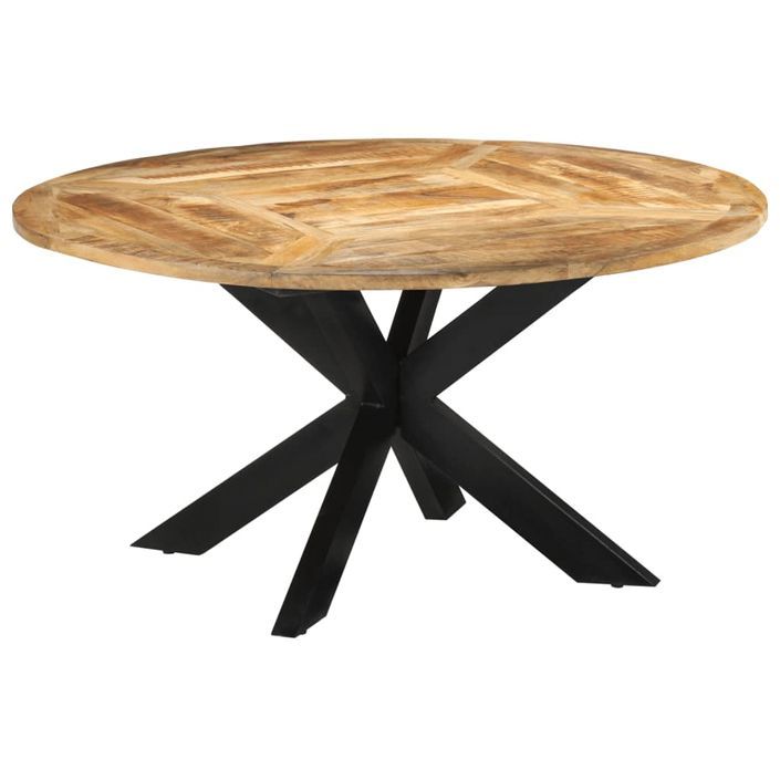 Table à dîner Ø150x76 cm bois de manguier massif brut - Photo n°10