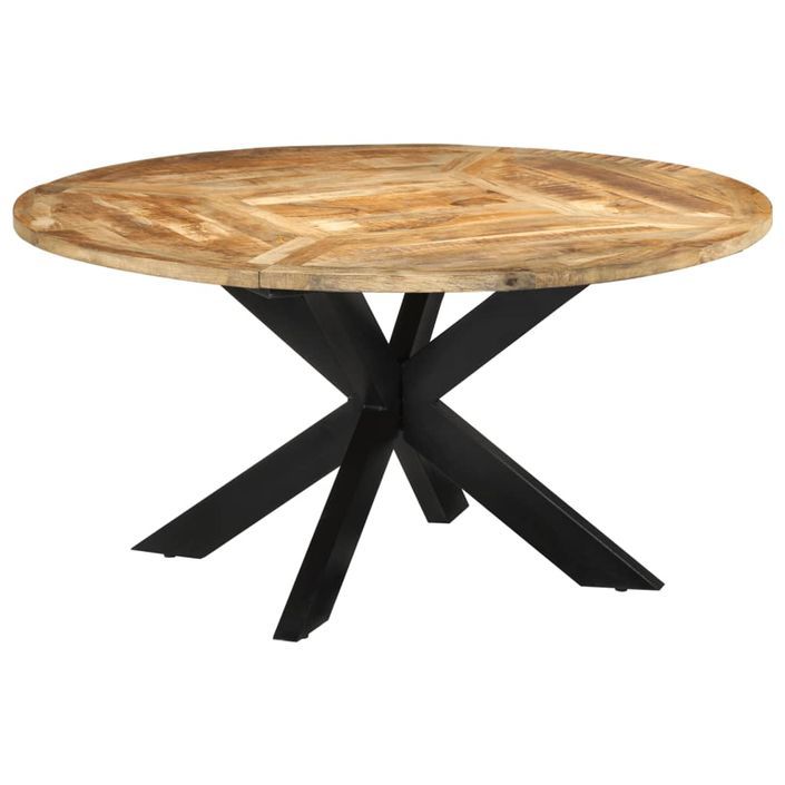 Table à dîner Ø150x76 cm bois de manguier massif brut - Photo n°11