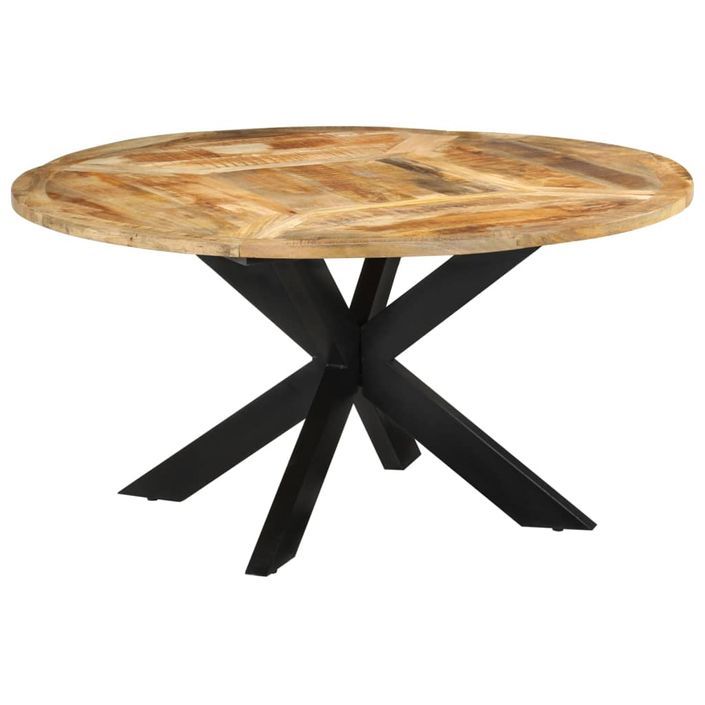 Table à dîner Ø150x76 cm bois de manguier massif brut - Photo n°12