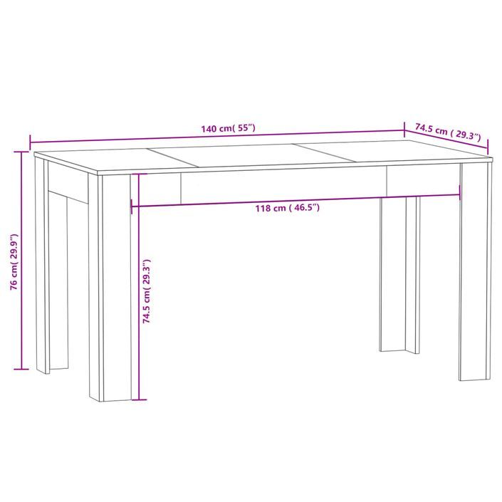 Table à dîner Chêne marron 140x74,5x76 cm Bois d'ingénierie - Photo n°7