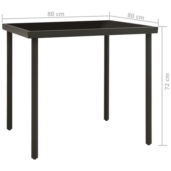 Table à dîner d'extérieur Anthracite 80x80x72 cm Verre et acier - Photo n°4