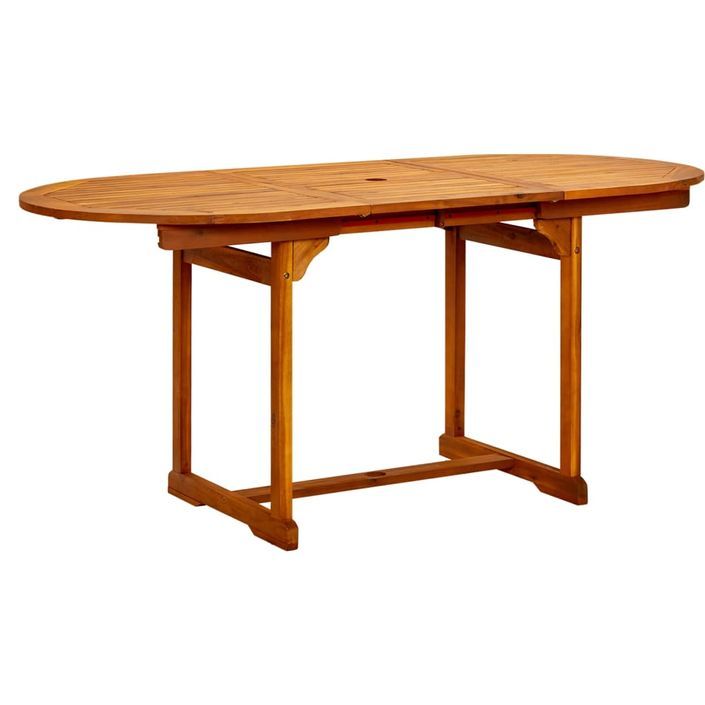 Table à dîner de jardin (120-170)x80x75 cm Bois d'acacia massif 3 - Photo n°1