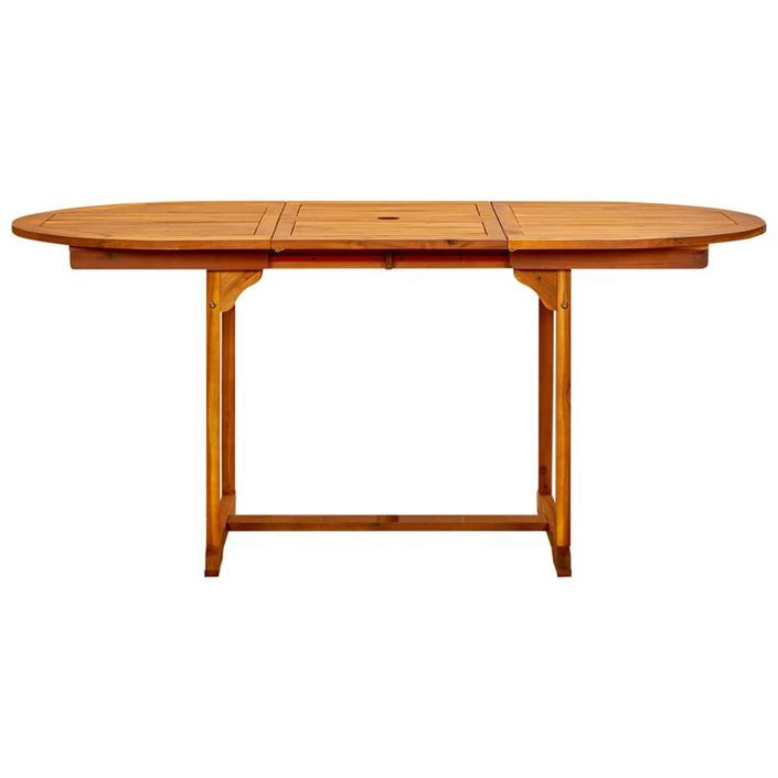 Table à dîner de jardin (120-170)x80x75 cm Bois d'acacia massif 3 - Photo n°5