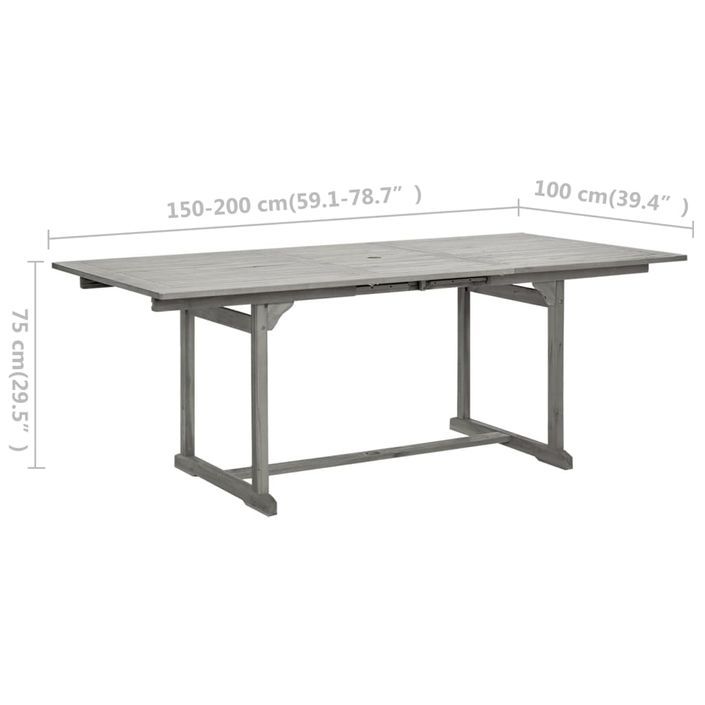 Table à dîner de jardin (150-200)x100x75cm Bois d'acacia massif 2 - Photo n°8