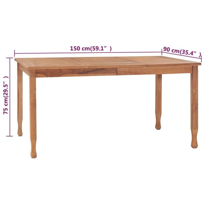 Table à dîner de jardin 150x90x75 cm Bois de teck massif - Photo n°6