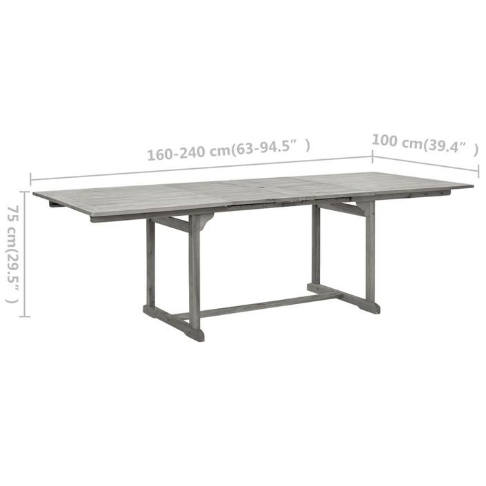 Table à dîner de jardin (160-240)x100x75cm Bois d'acacia massif 2 - Photo n°9