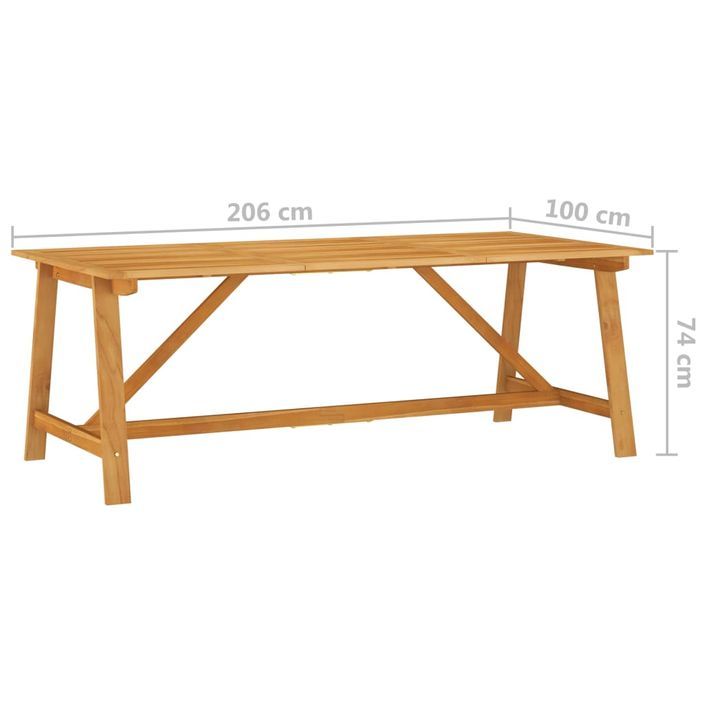 Table à dîner de jardin 206x100x74 cm Bois d'acacia massif - Photo n°6