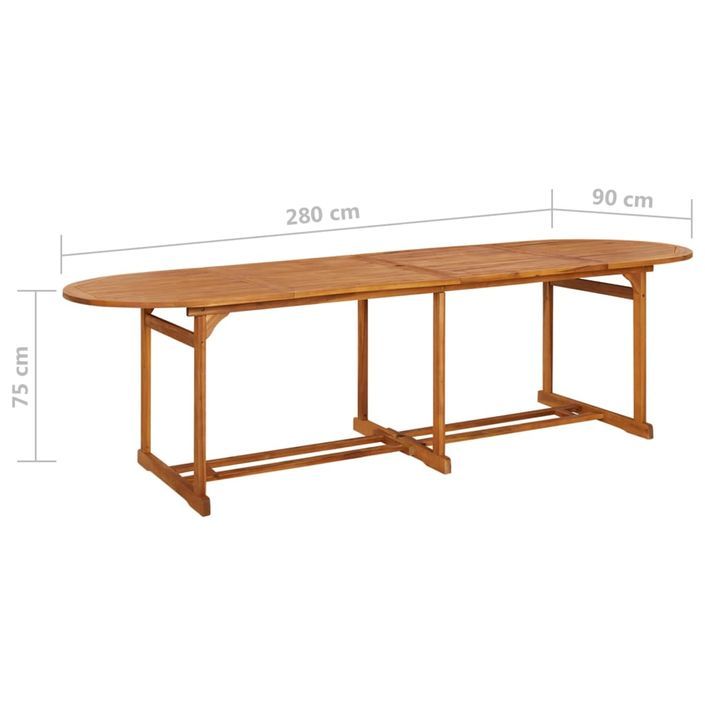 Table à dîner de jardin 280x90x75 cm Bois d'acacia massif - Photo n°6