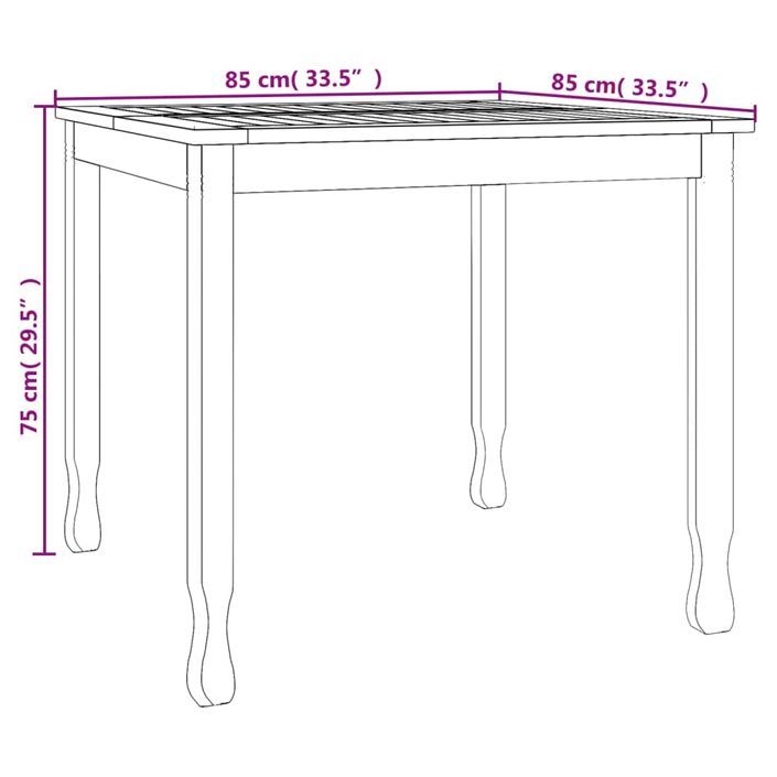 Table à dîner de jardin 85x85x75 cm Bois massif de teck - Photo n°6