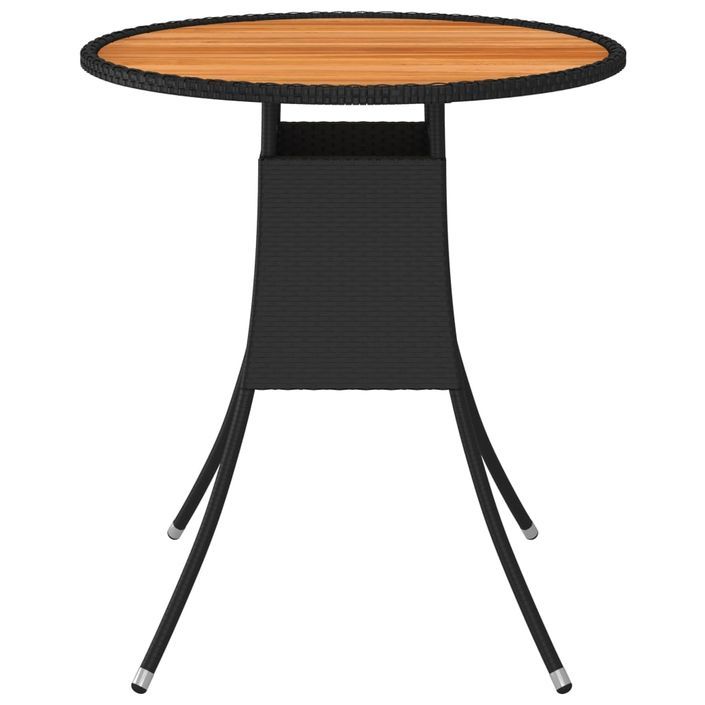 Table à dîner de jardin Noir Ø 70 cm Résine tressée et acacia - Photo n°2