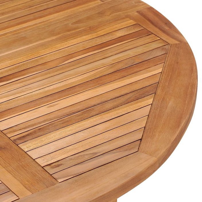 Table à dîner de jardin pliable Ø110x75 cm Bois massif de teck - Photo n°5