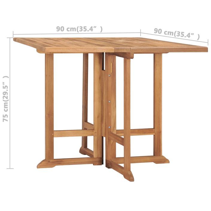 Table à dîner pliable de jardin 90x90x75 cm Bois de teck solide - Photo n°7