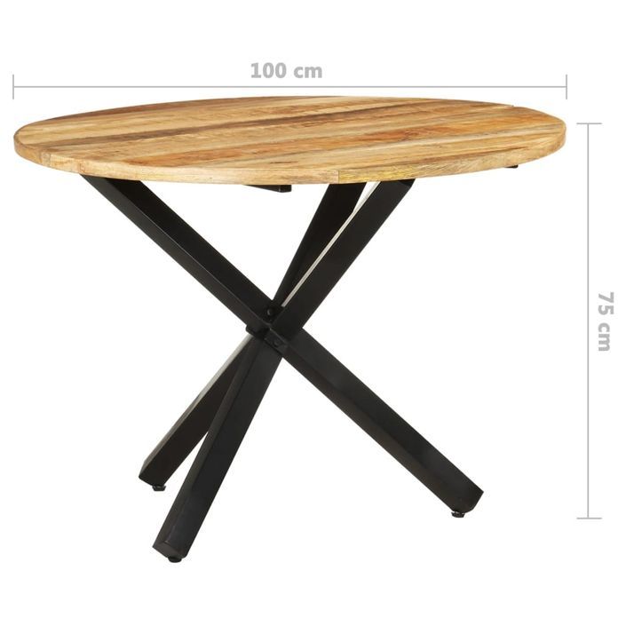 Table à dîner ronde 100x100x75 cm Bois de manguier brut - Photo n°6