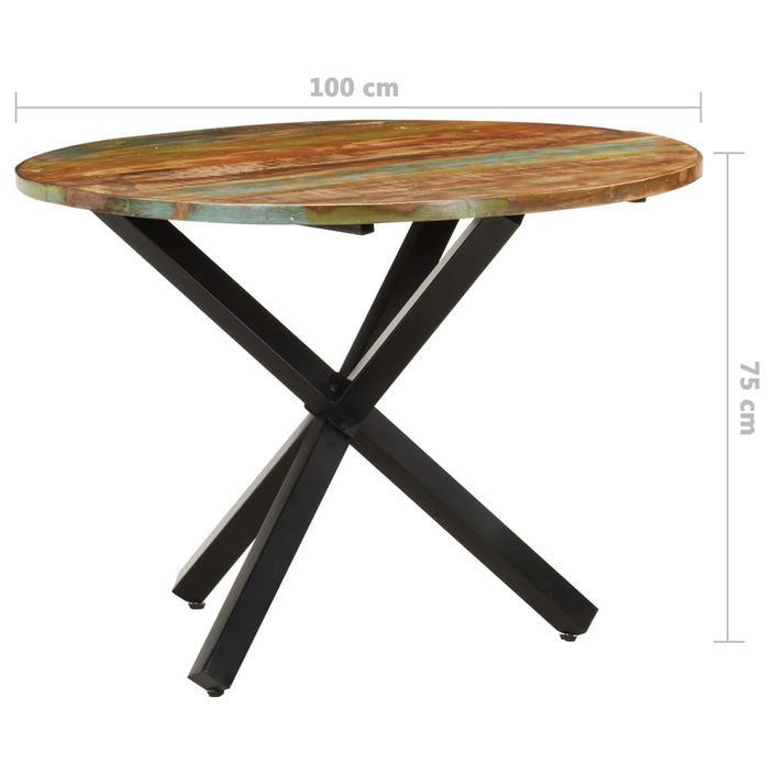 Table à dîner ronde 100x100x75 cm Bois de récupération massif - Photo n°6