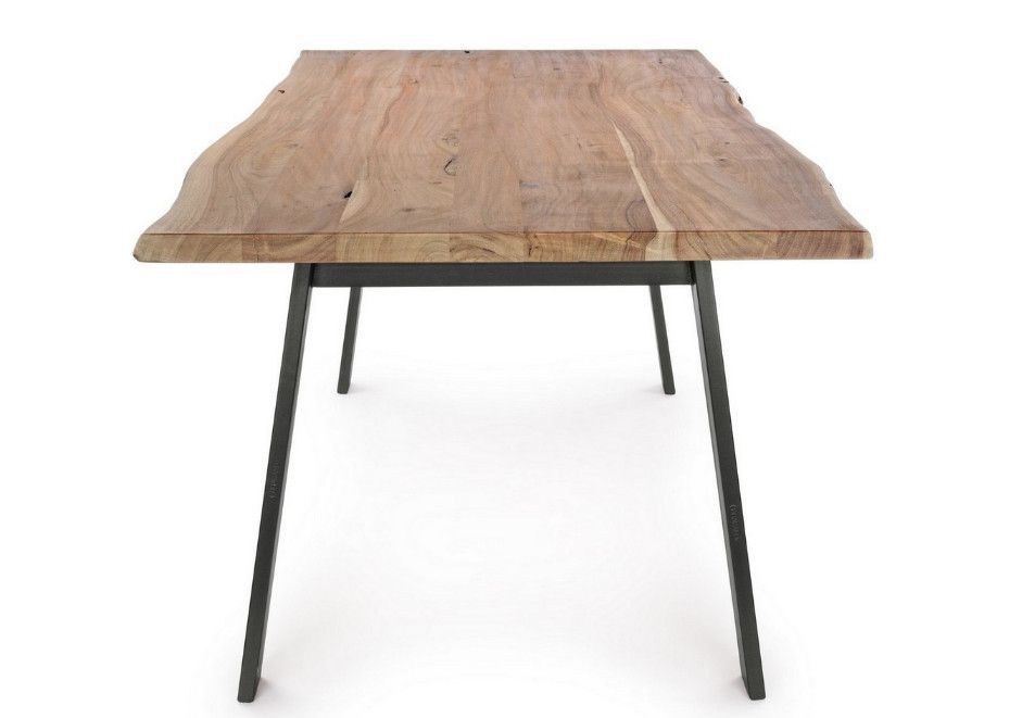 Table à manger 10 places bois d'acacia et pieds acier gris Denia 200 cm - Photo n°3