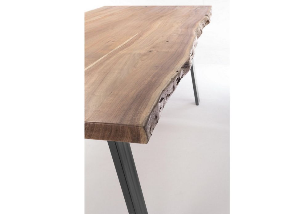 Table à manger 10 places bois d'acacia et pieds acier gris Denia 200 cm - Photo n°6