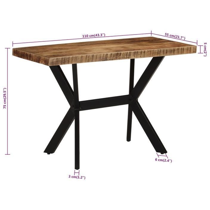 Table à manger 110x55x75 cm bois de manguier massif - Photo n°8
