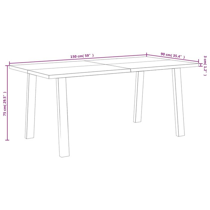 Table à manger 150x90x75 cm bois d'acacia solide - Photo n°9