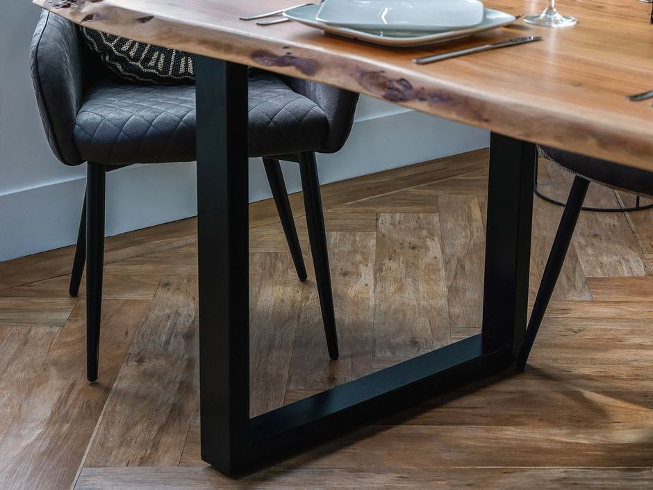 Table à manger 180 cm bois massif et pieds carrés acier noir Kinoa - Photo n°6