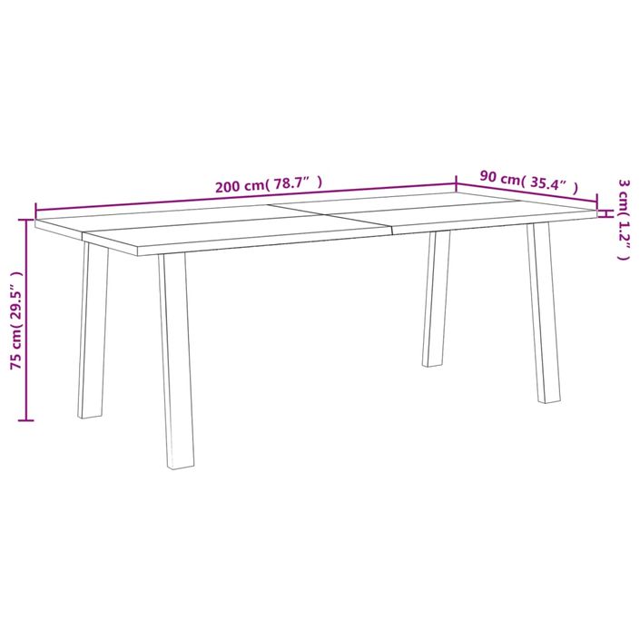 Table à manger 200x90x75 cm bois d'acacia solide - Photo n°9