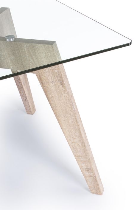 Table à manger 6 places bois naturel et verre trempé Anya 160 cm - Photo n°4